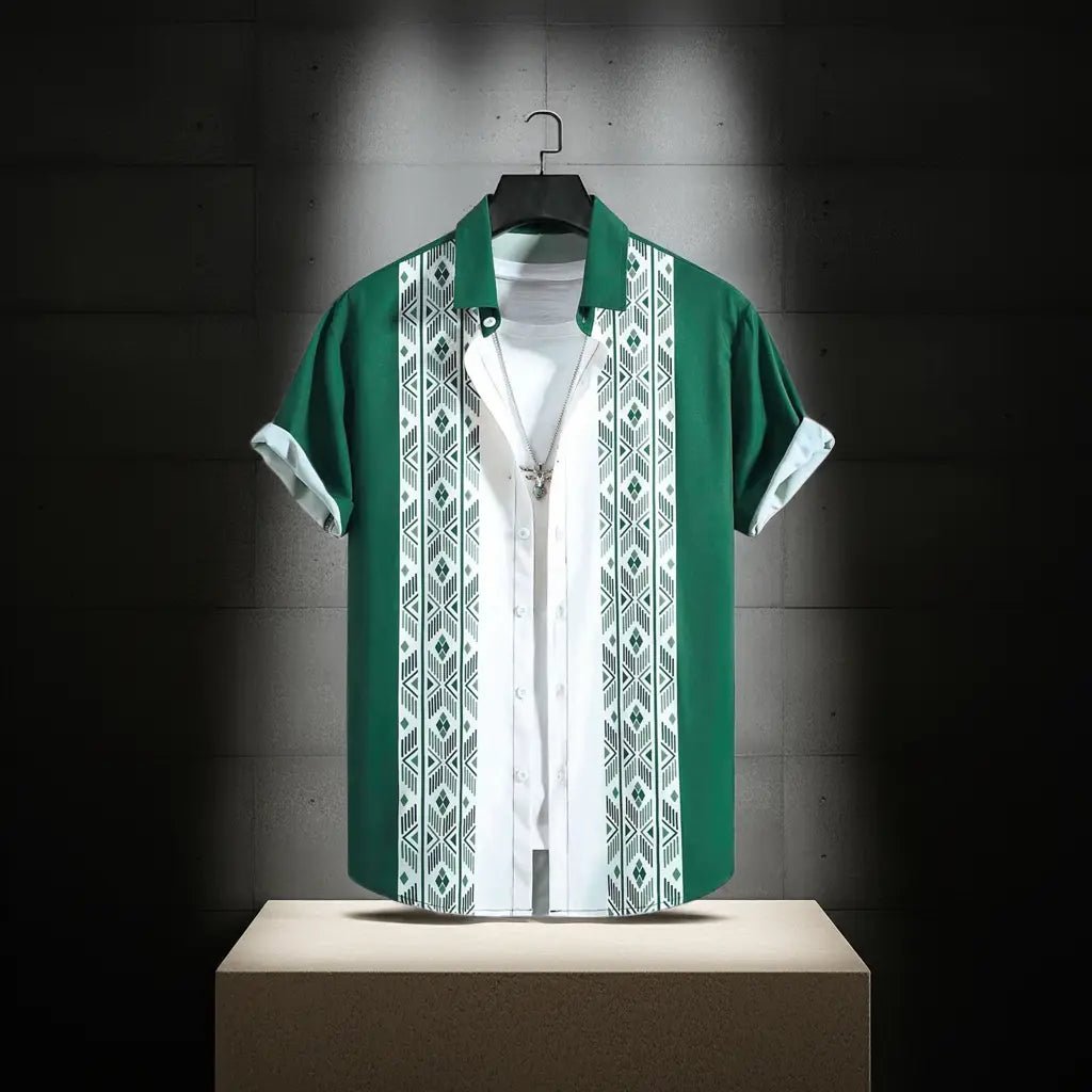 Men’s Contrast Color Loose Lapel Shirt – Short Sleeve | Basili Apparel Co. - Basili Apparel Co.