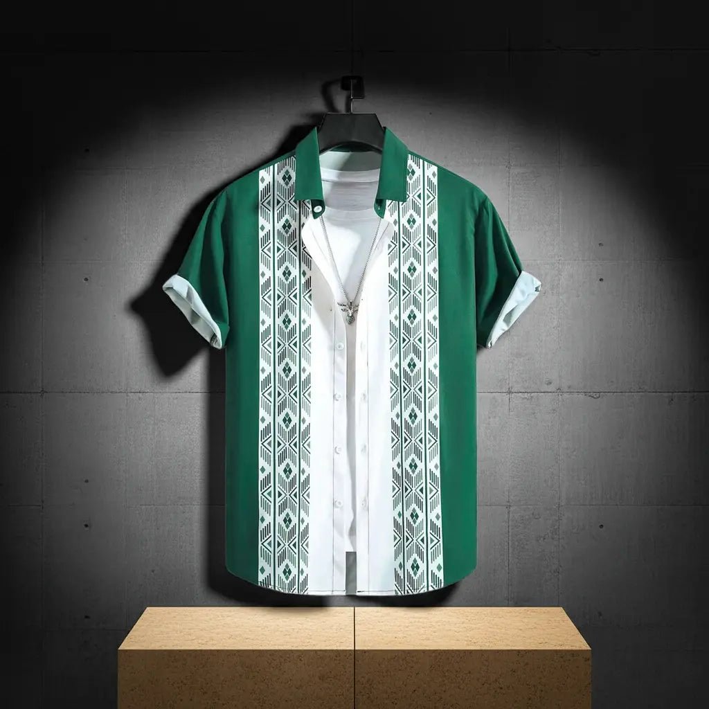 Men’s Contrast Color Loose Lapel Shirt – Short Sleeve | Basili Apparel Co. - Basili Apparel Co.