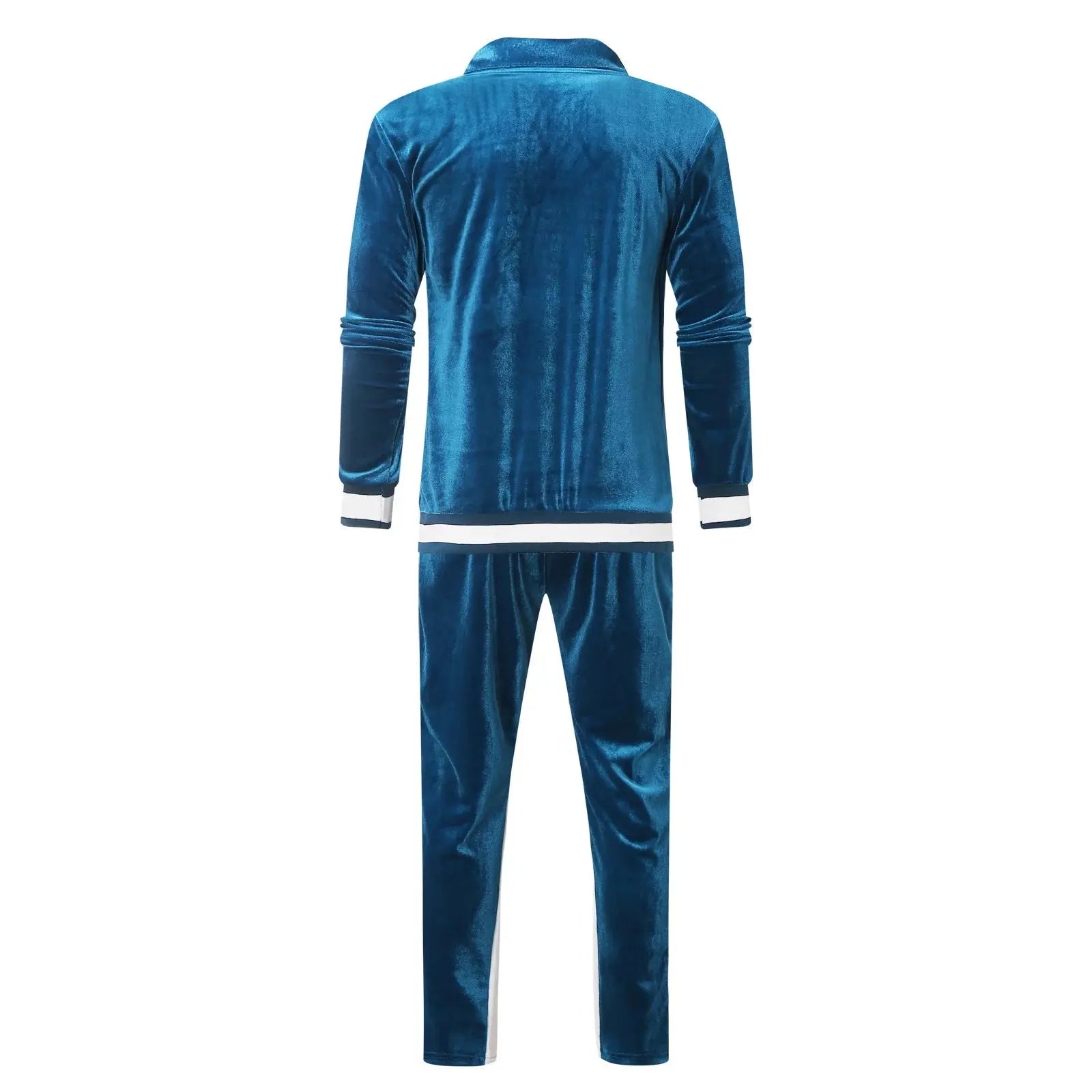Men'S Two Piece Sweatsuits Clearance Striped Soft Golden Velvet Tracksuit for Men Casual Long Sleeve Zip up Jacket Sport Jogger Sweatpant Set Lightweight Outfit Set Blue S - Basili Apparel Co.313051769728