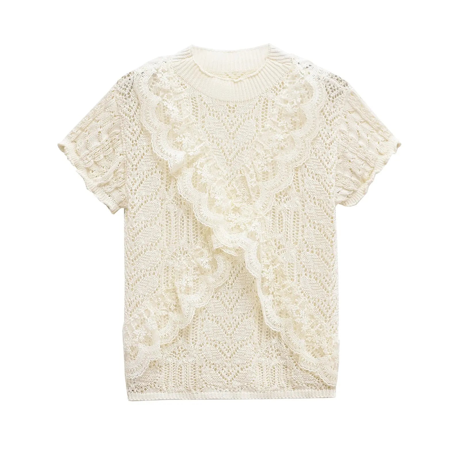 Sheer Chic – Women's Hollowed Jacquard Mesh Top - Basili cart