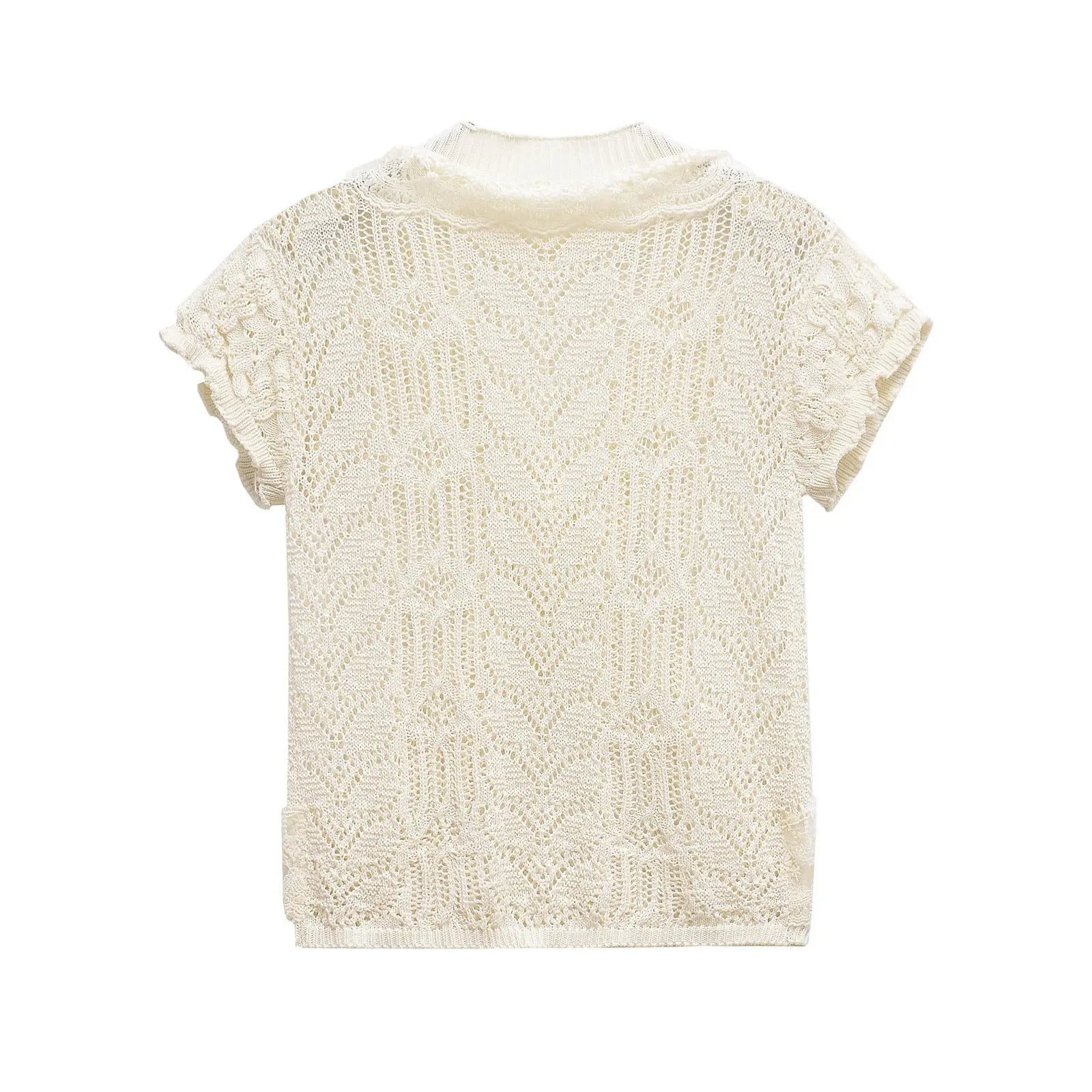 Sheer Chic – Women's Hollowed Jacquard Mesh Top - Basili cart