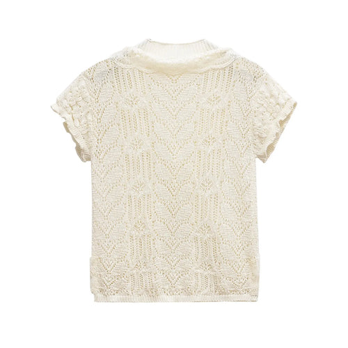 Sheer Chic – Women's Hollowed Jacquard Mesh Top - Basili cart