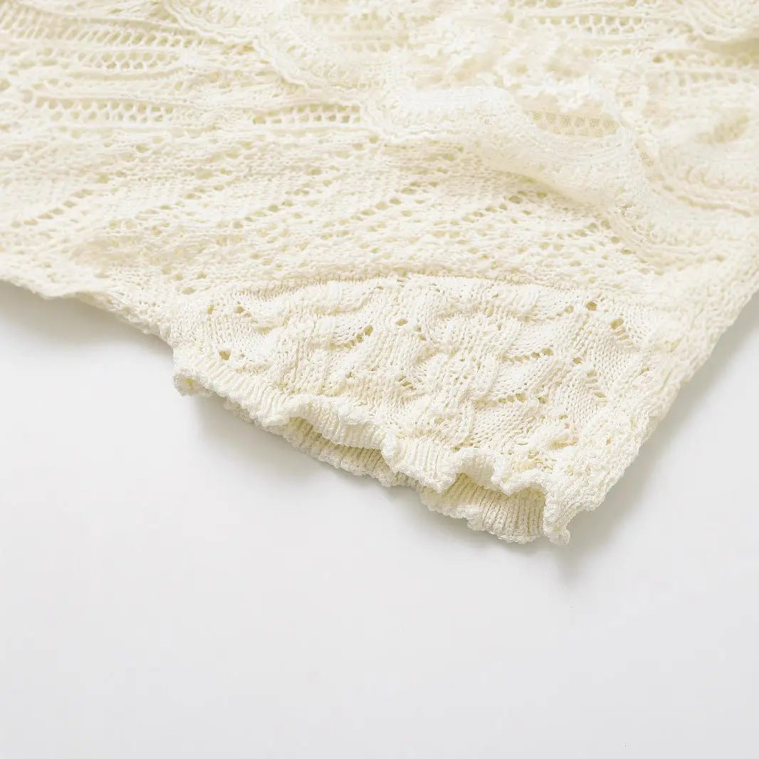 Sheer Chic – Women's Hollowed Jacquard Mesh Top - Basili cart