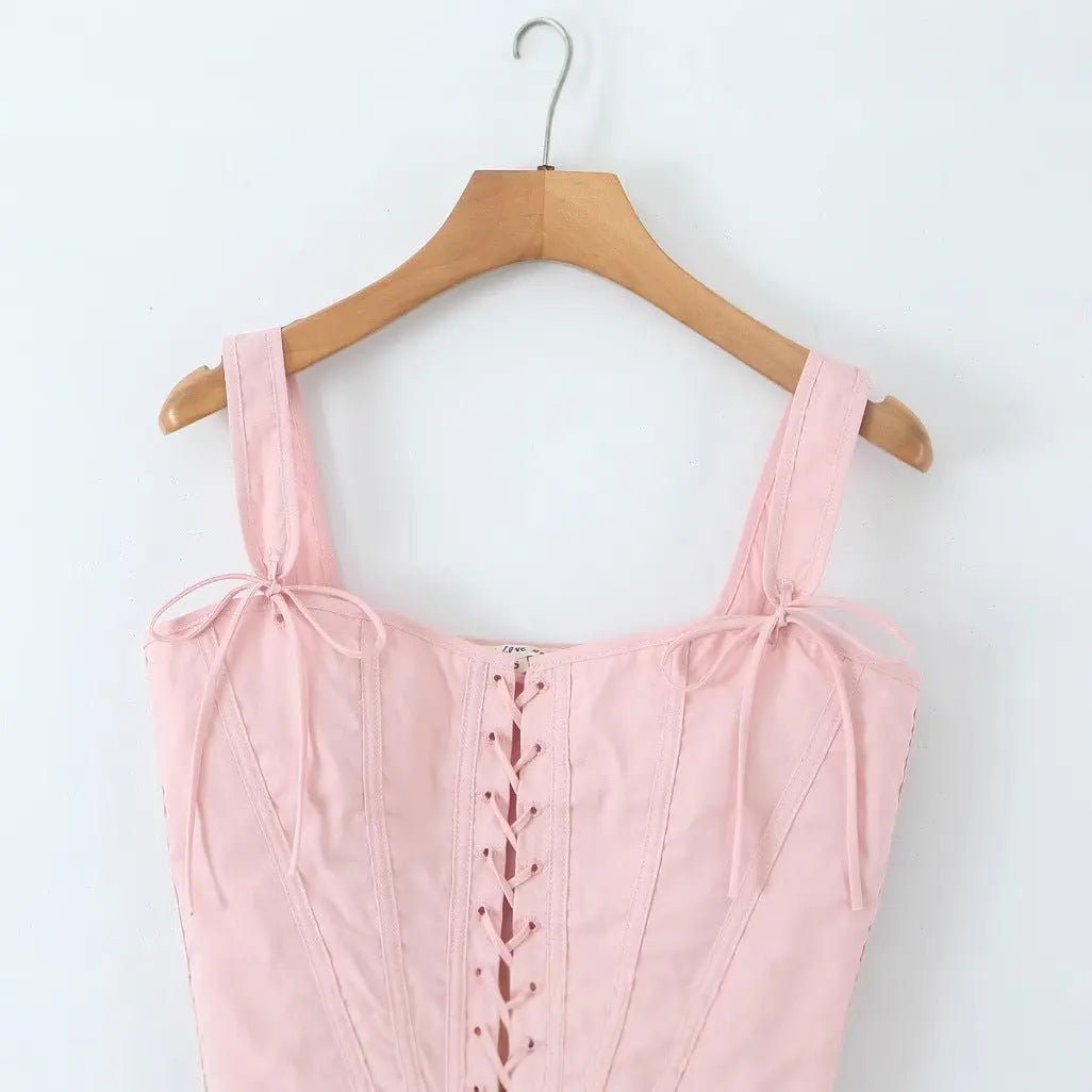 Snatched & Stylish – Slim Fit Corset Tie Top for Women - Basili cart