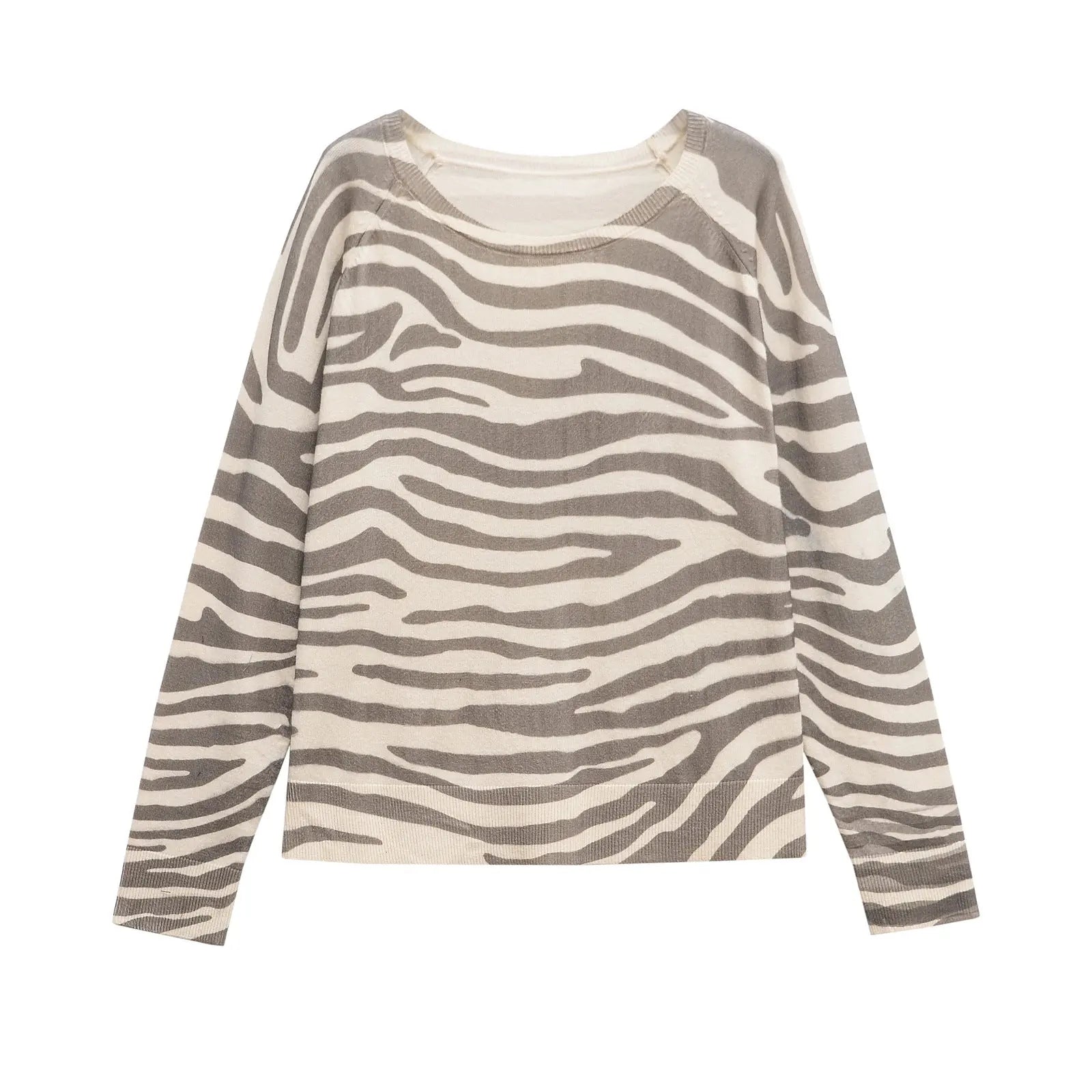 Stripes & Style – Long Sleeve Zebra Sweater Top - Basili cart