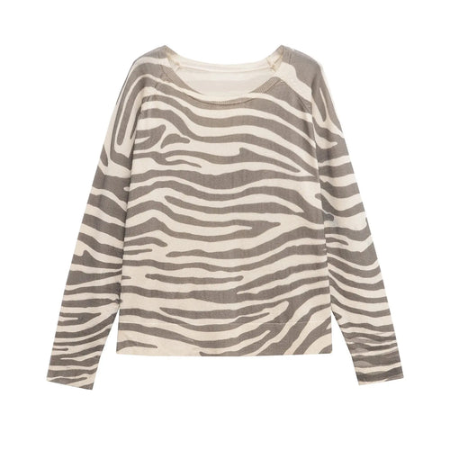 Stripes & Style – Long Sleeve Zebra Sweater Top - Basili cart