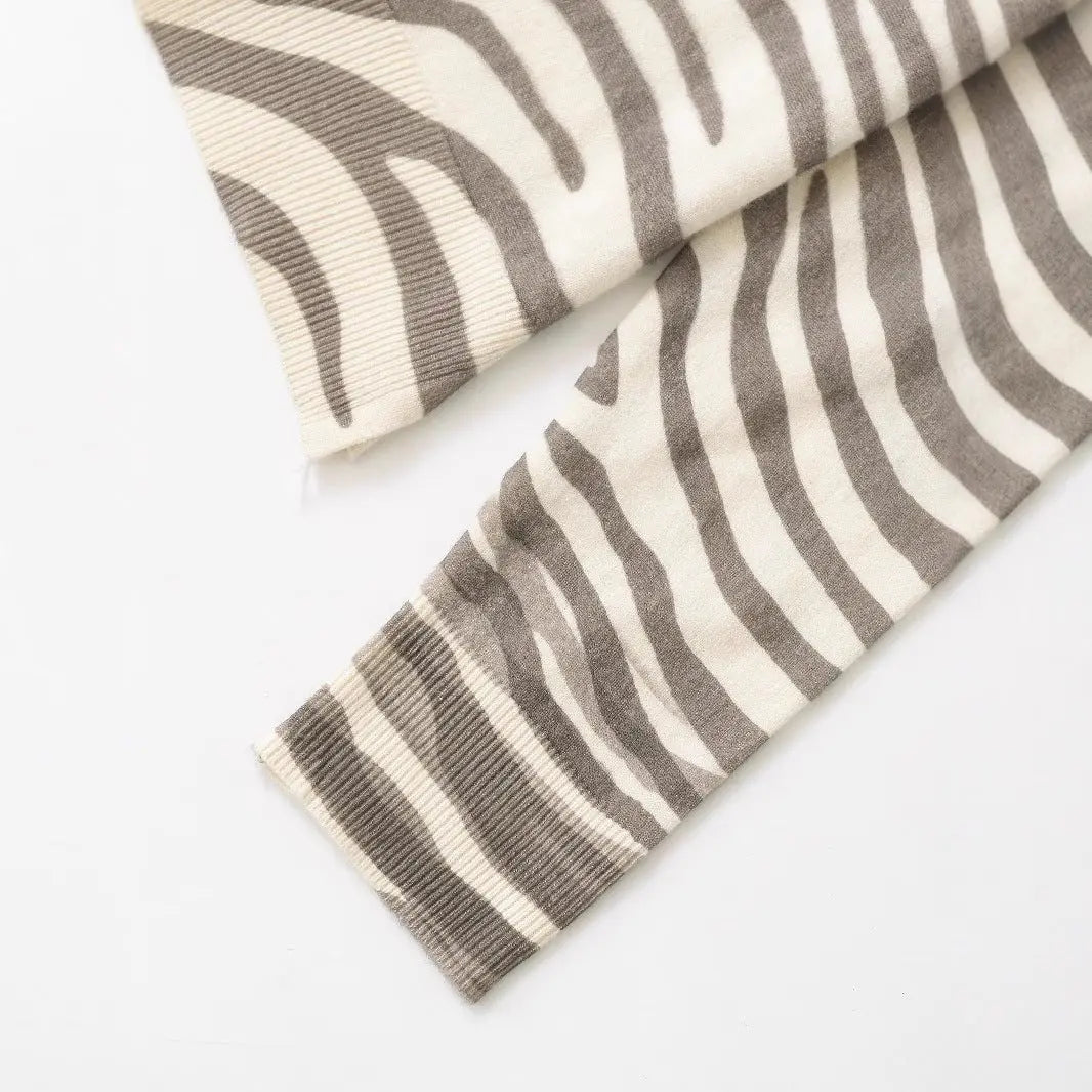 Stripes & Style – Long Sleeve Zebra Sweater Top - Basili cart