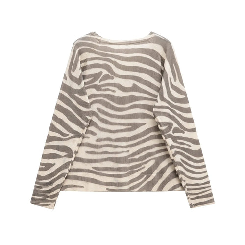 Stripes & Style – Long Sleeve Zebra Sweater Top - Basili cart