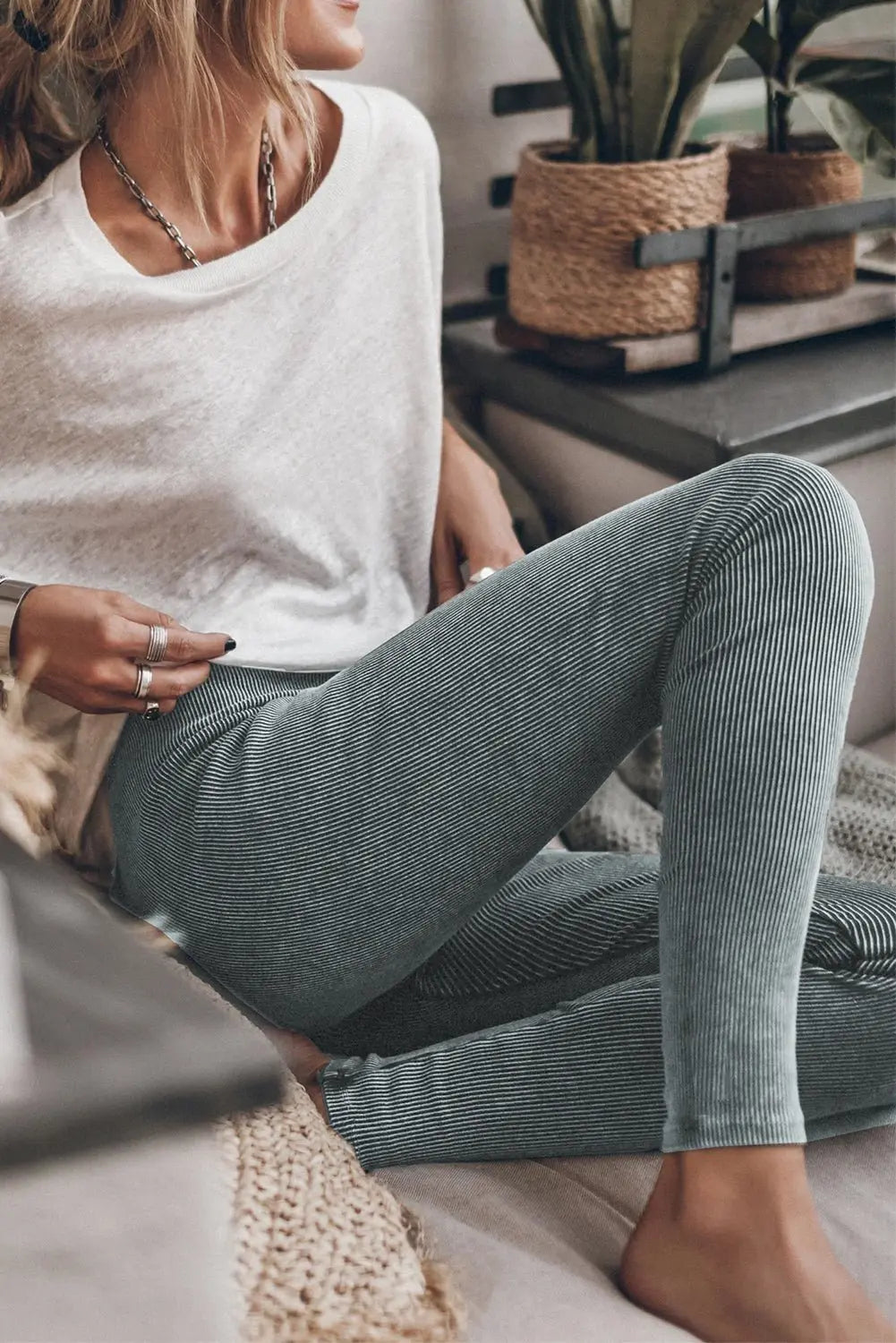 Vintage Wash Ribbed Leggings. - Basili cart